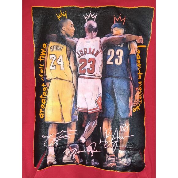 Jon Lauren Red Hoodie SWEATSHIRT Basketball Legends Kobe Jordan LeBron SMALL S - Picture 4 of 16